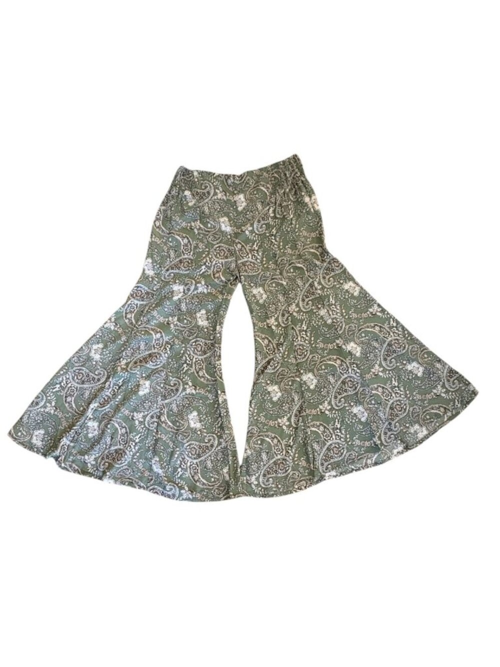 Earthbound Trading Company Hippie Boho Chic Paisley Wide Leg Flair Pants NWOT L